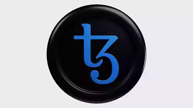 Tezos or XTZ Black Crypto Coin with cartoon style