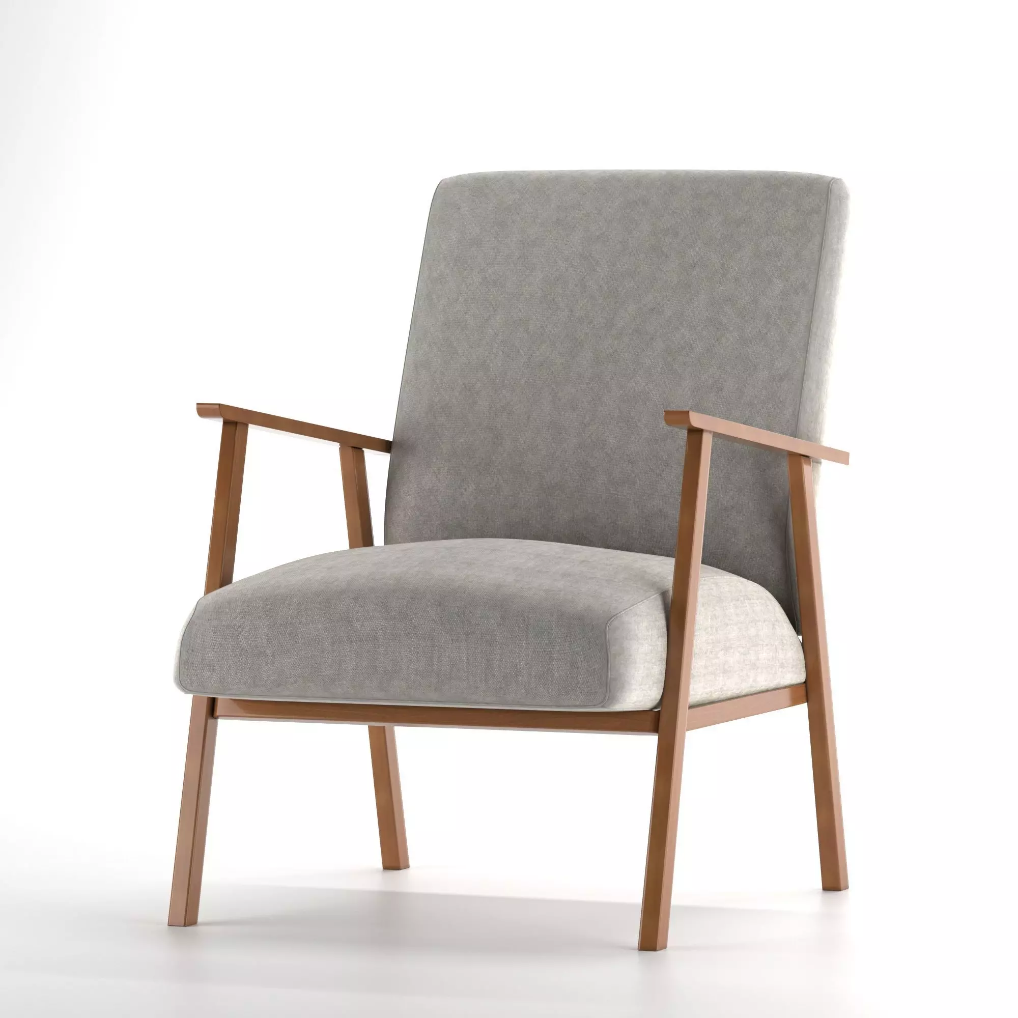Armchair with fabric and wooden frame 3D model_0