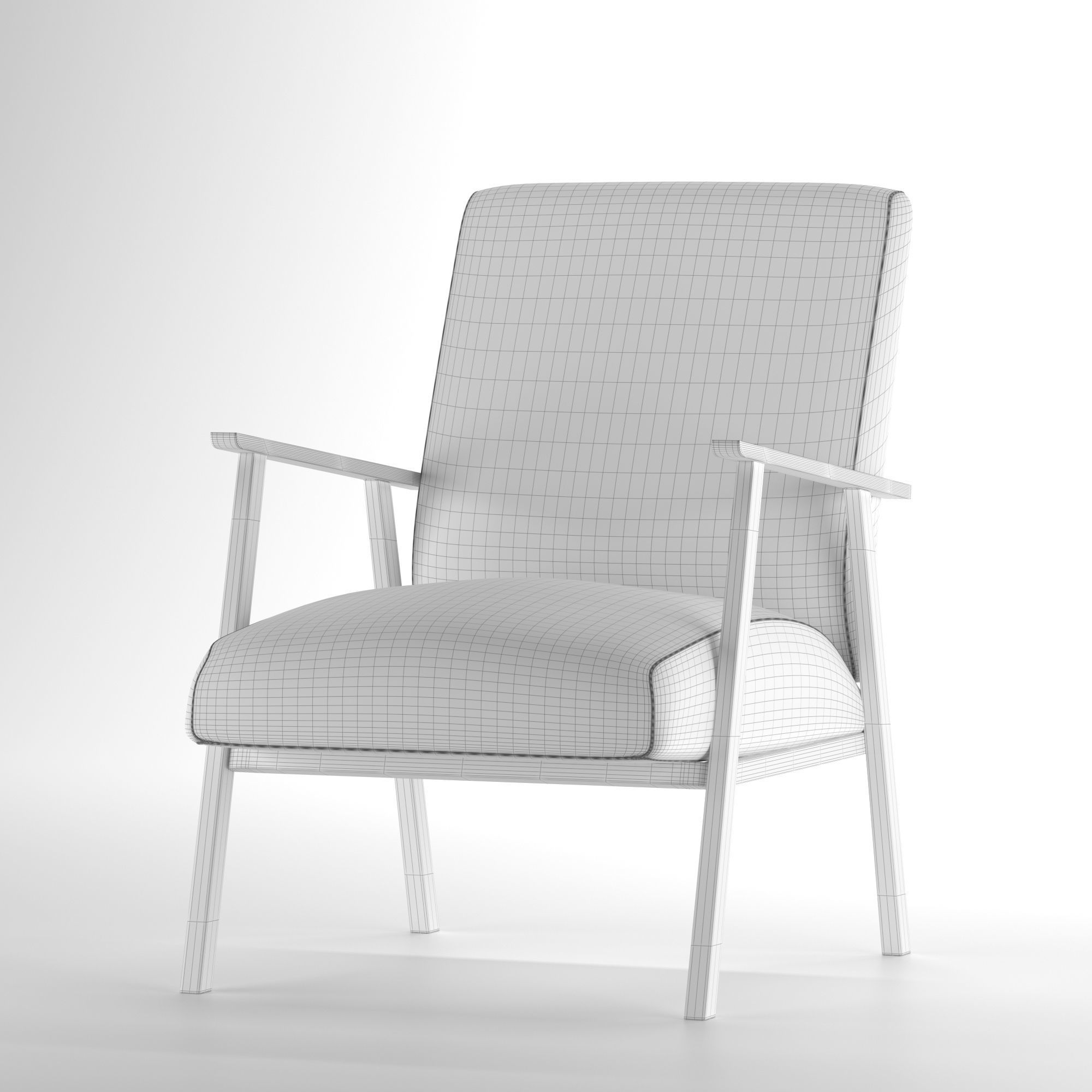 Armchair with fabric and wooden frame 3D model_3