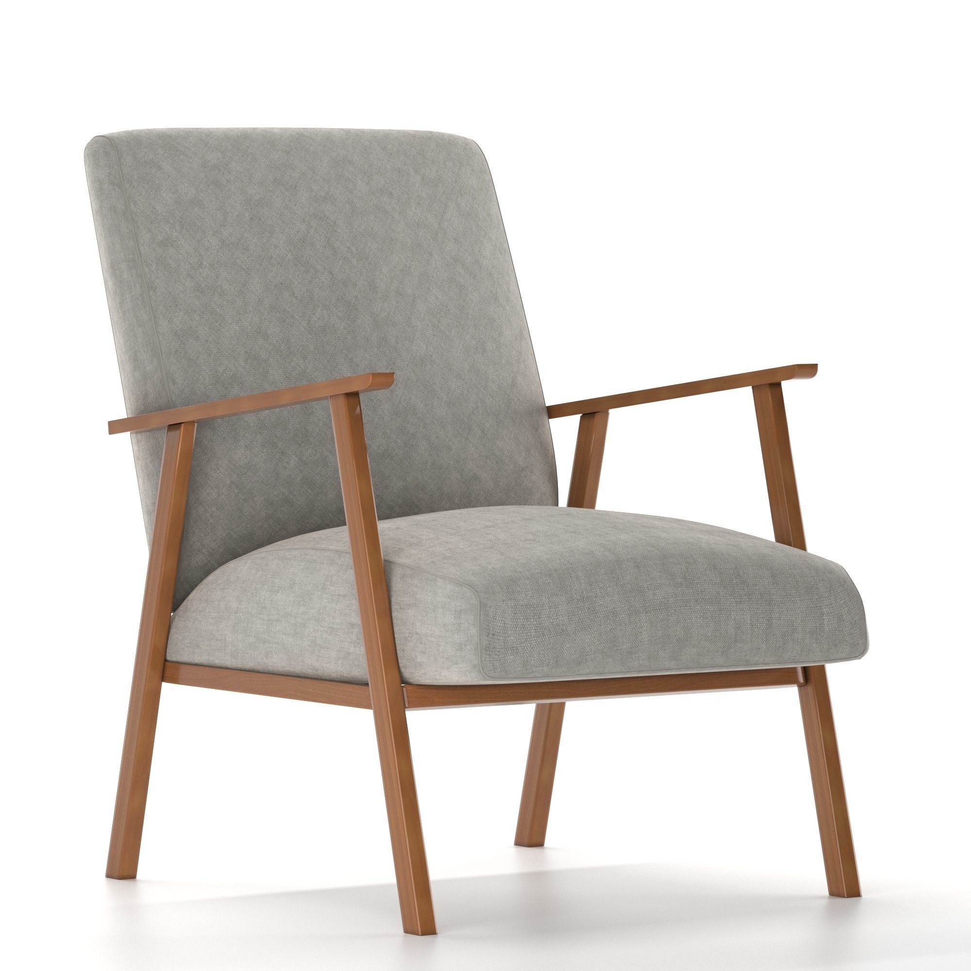 Armchair with fabric and wooden frame 3D model_1