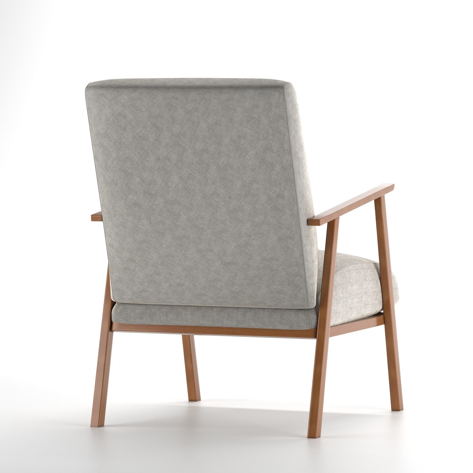 Armchair with fabric and wooden frame 3D model_2