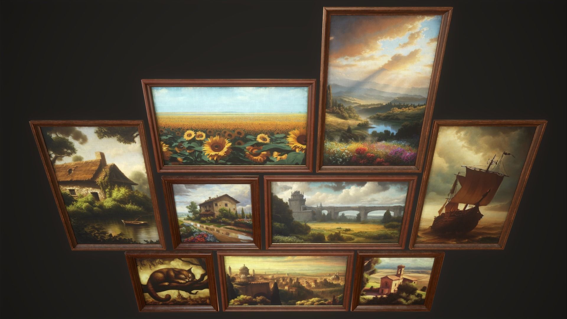 Set of 25 vintage paintings 3D Model Collection_12
