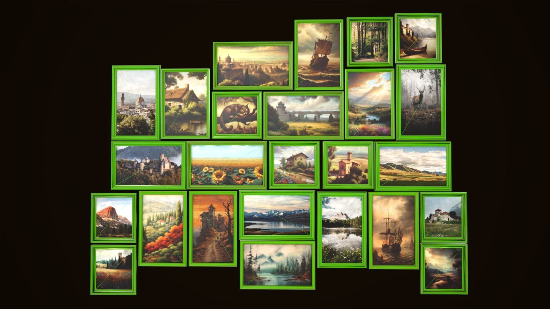 Set of 25 vintage paintings 3D Model Collection_23