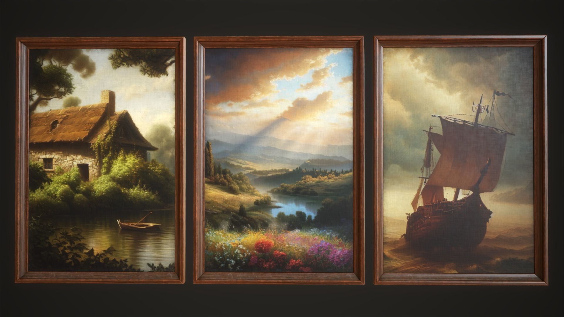 Set of 25 vintage paintings 3D Model Collection_8