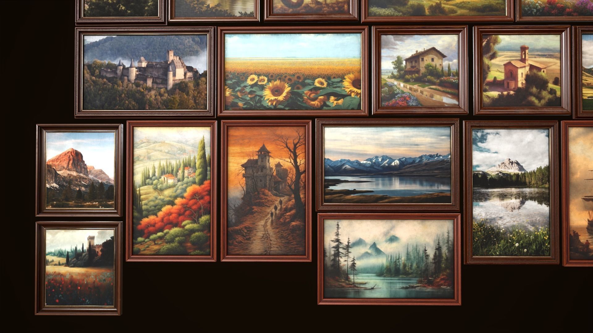 Set of 25 vintage paintings 3D Model Collection_3