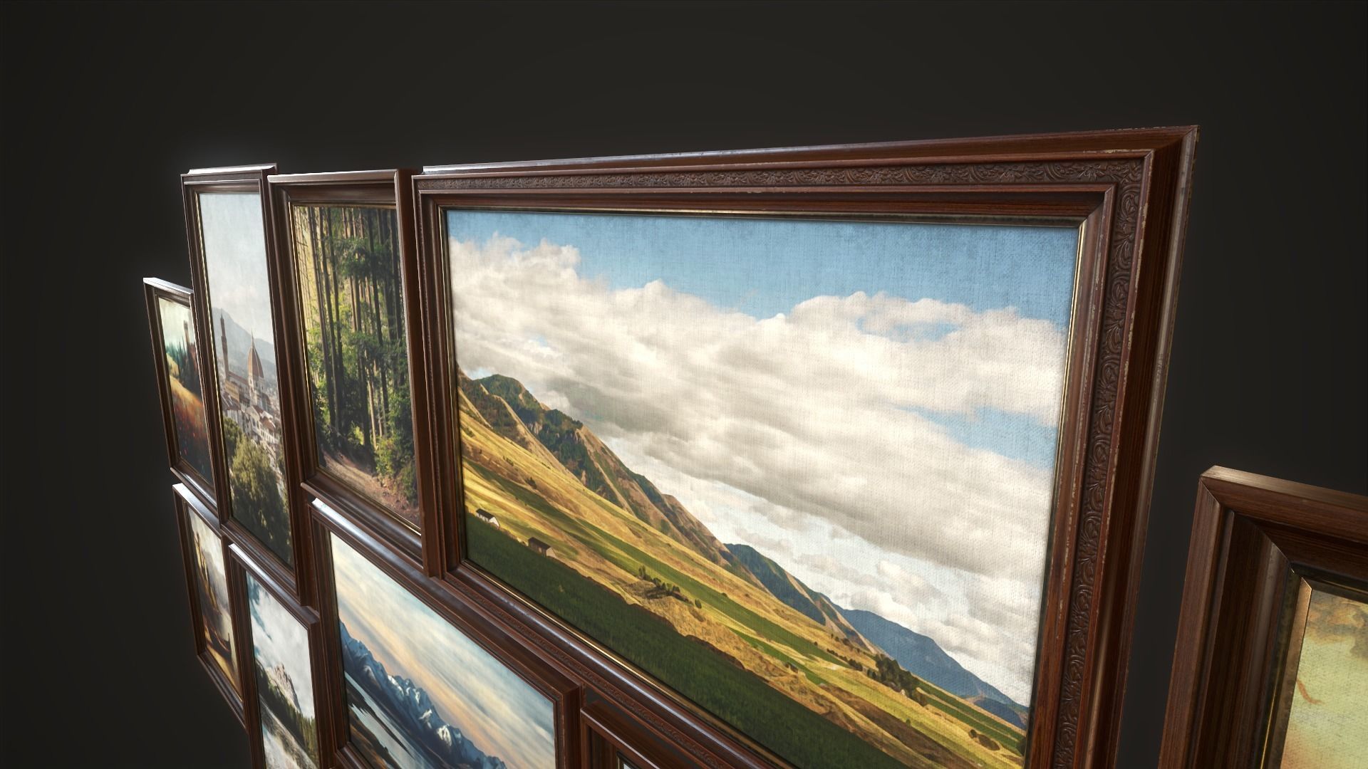 Set of 25 vintage paintings 3D Model Collection_15