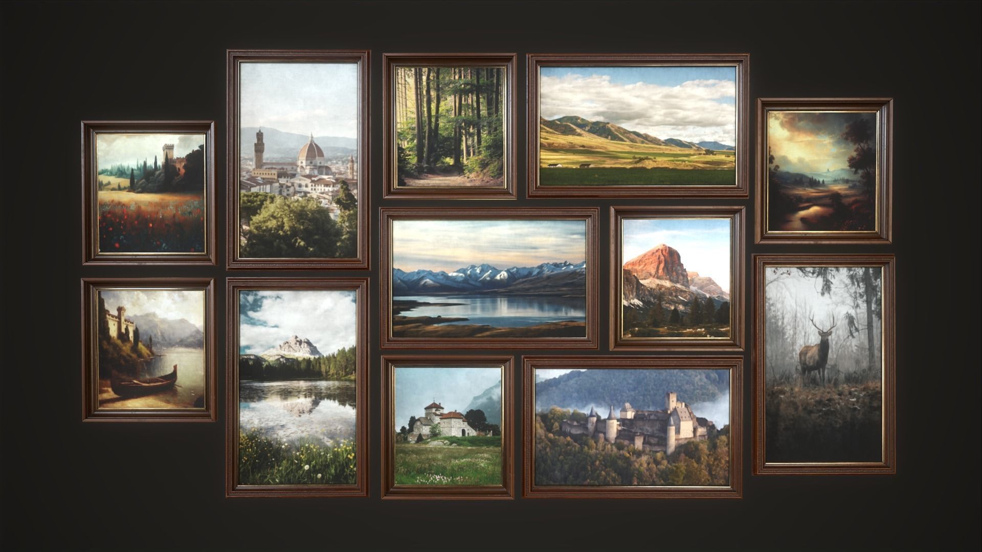 Set of 25 vintage paintings 3D Model Collection_6
