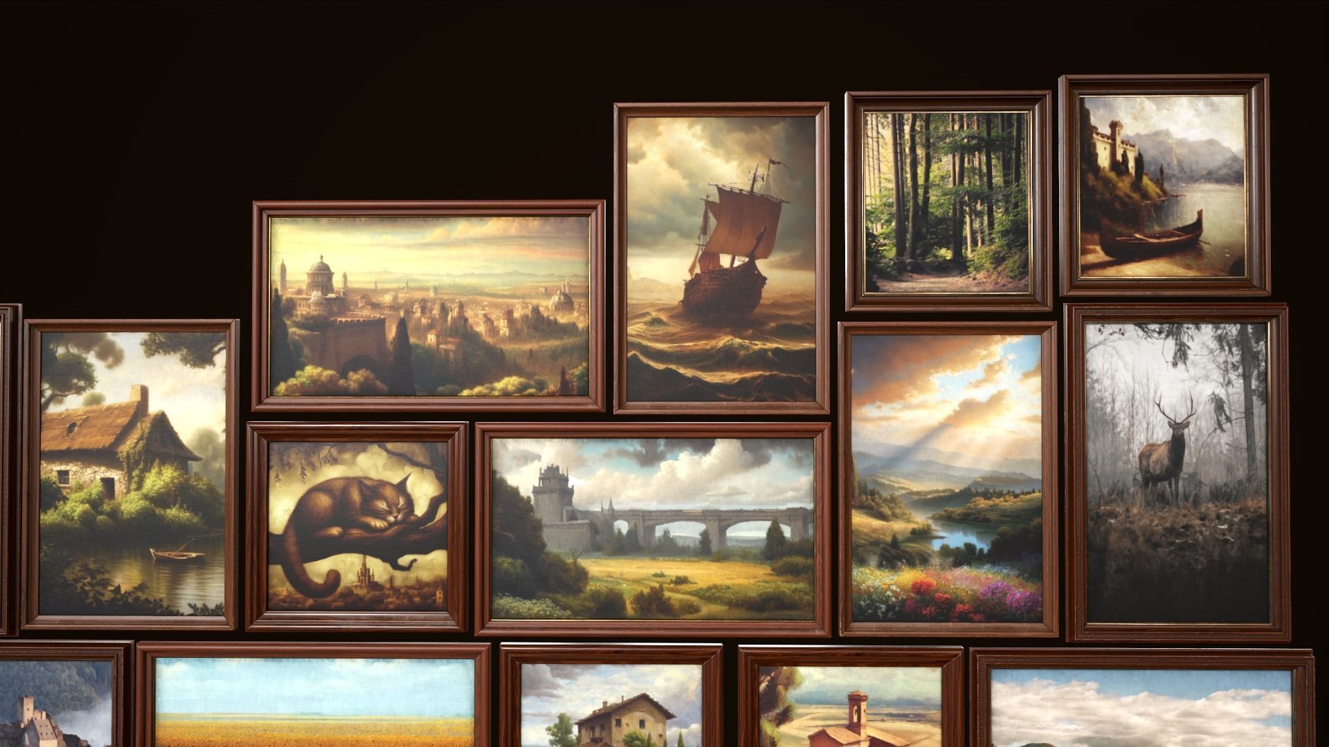 Set of 25 vintage paintings 3D Model Collection_2