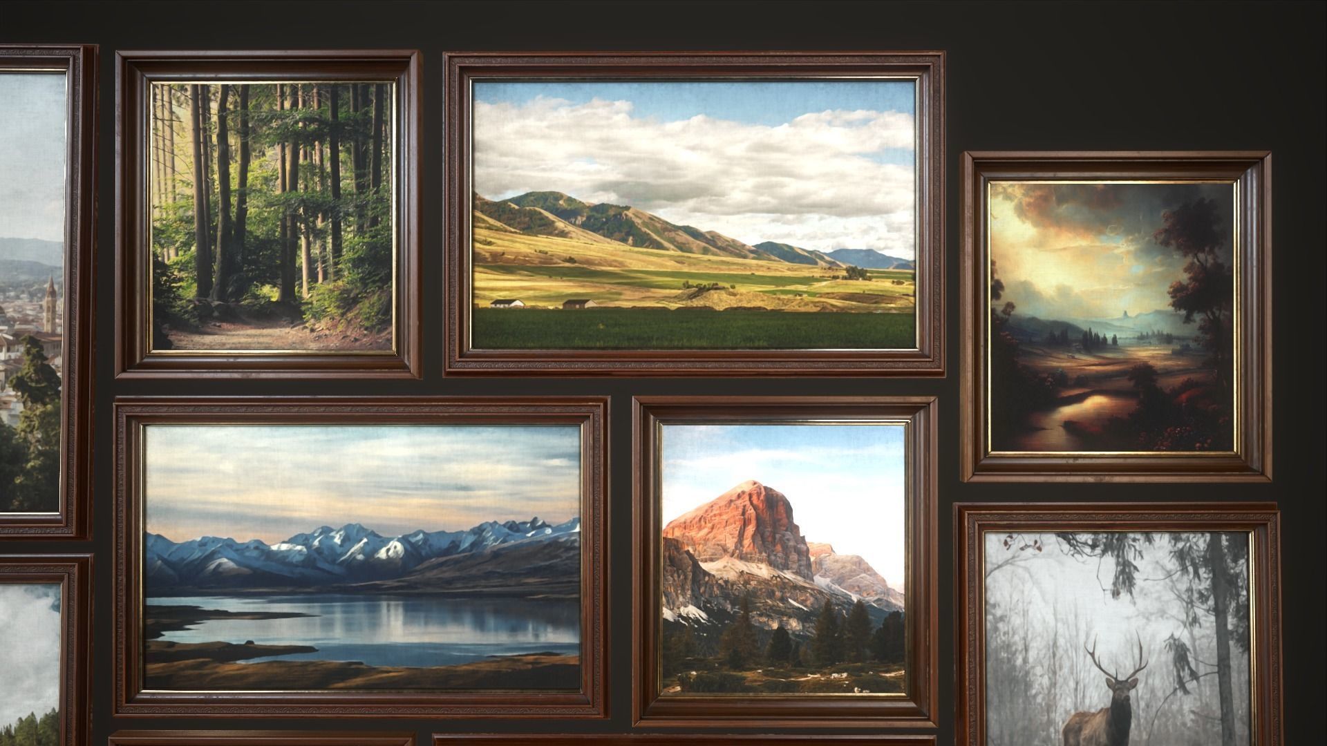 Set of 25 vintage paintings 3D Model Collection_16