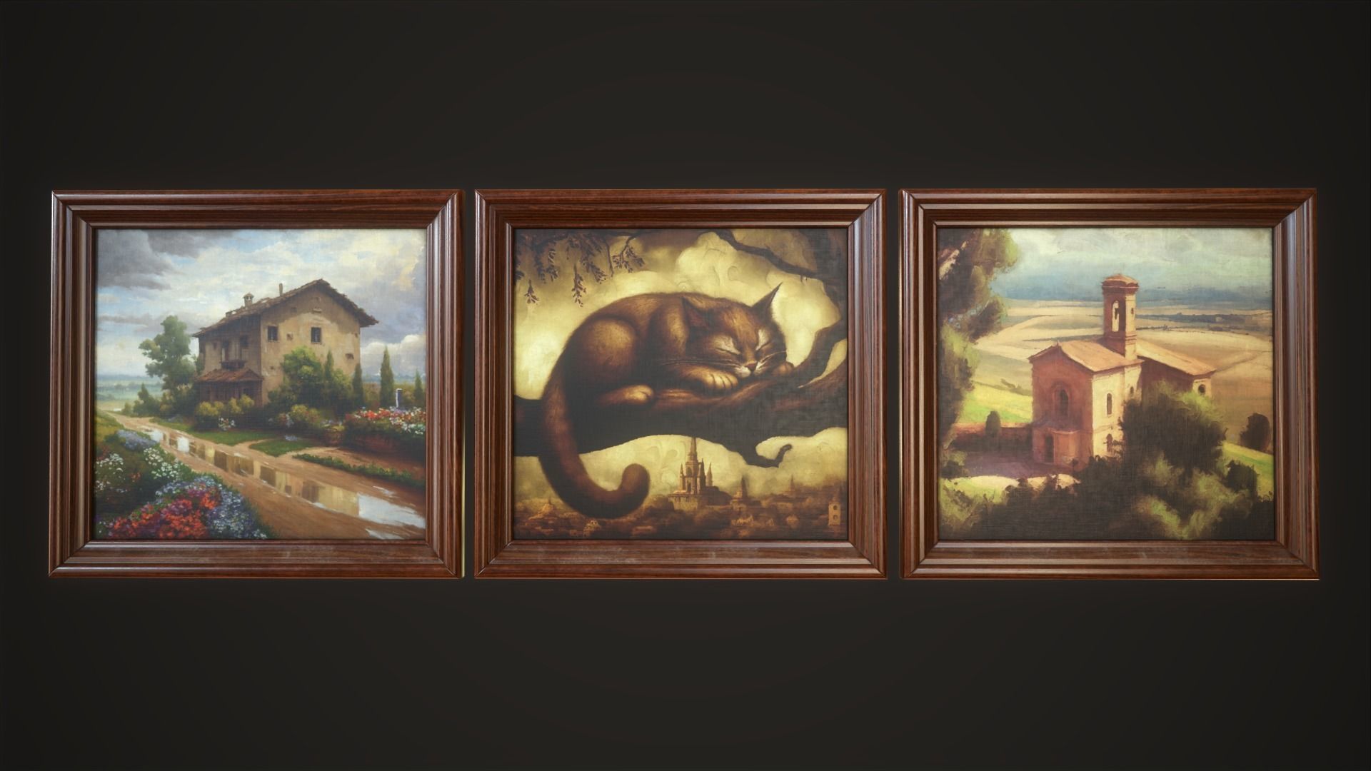 Set of 25 vintage paintings 3D Model Collection_10