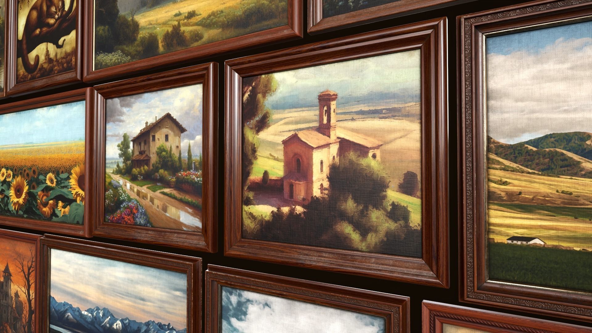 Set of 25 vintage paintings 3D Model Collection_25