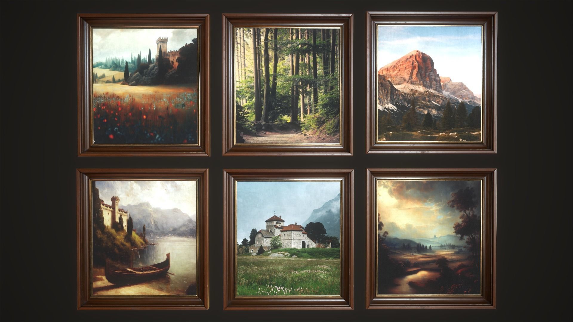 Set of 25 vintage paintings 3D Model Collection_9
