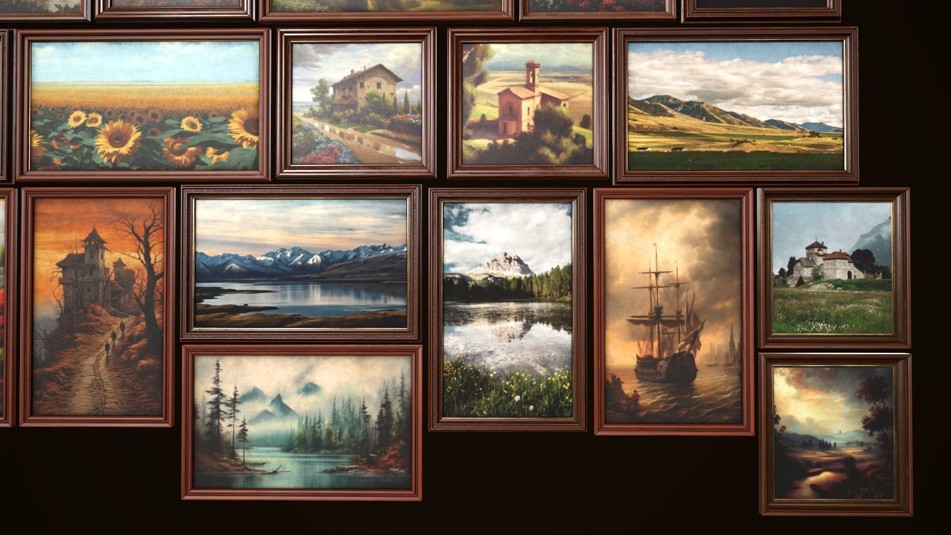 Set of 25 vintage paintings 3D Model Collection_24