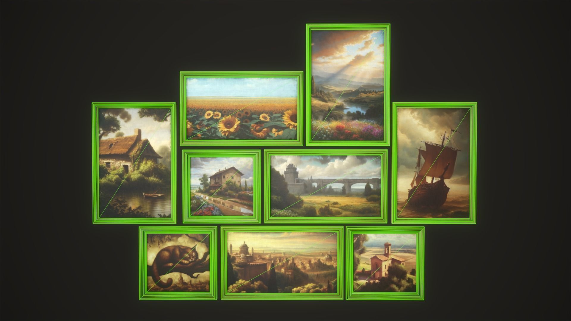 Set of 25 vintage paintings 3D Model Collection_13