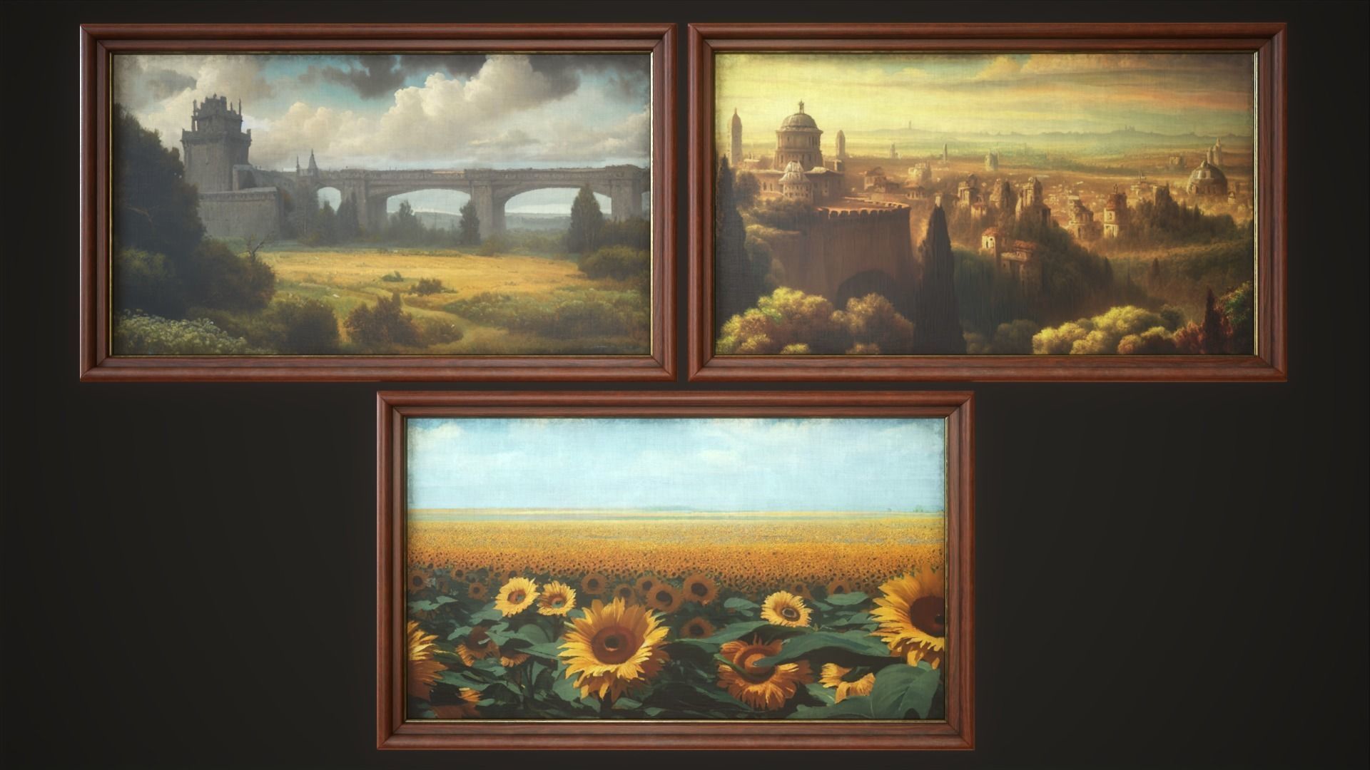 Set of 25 vintage paintings 3D Model Collection_11