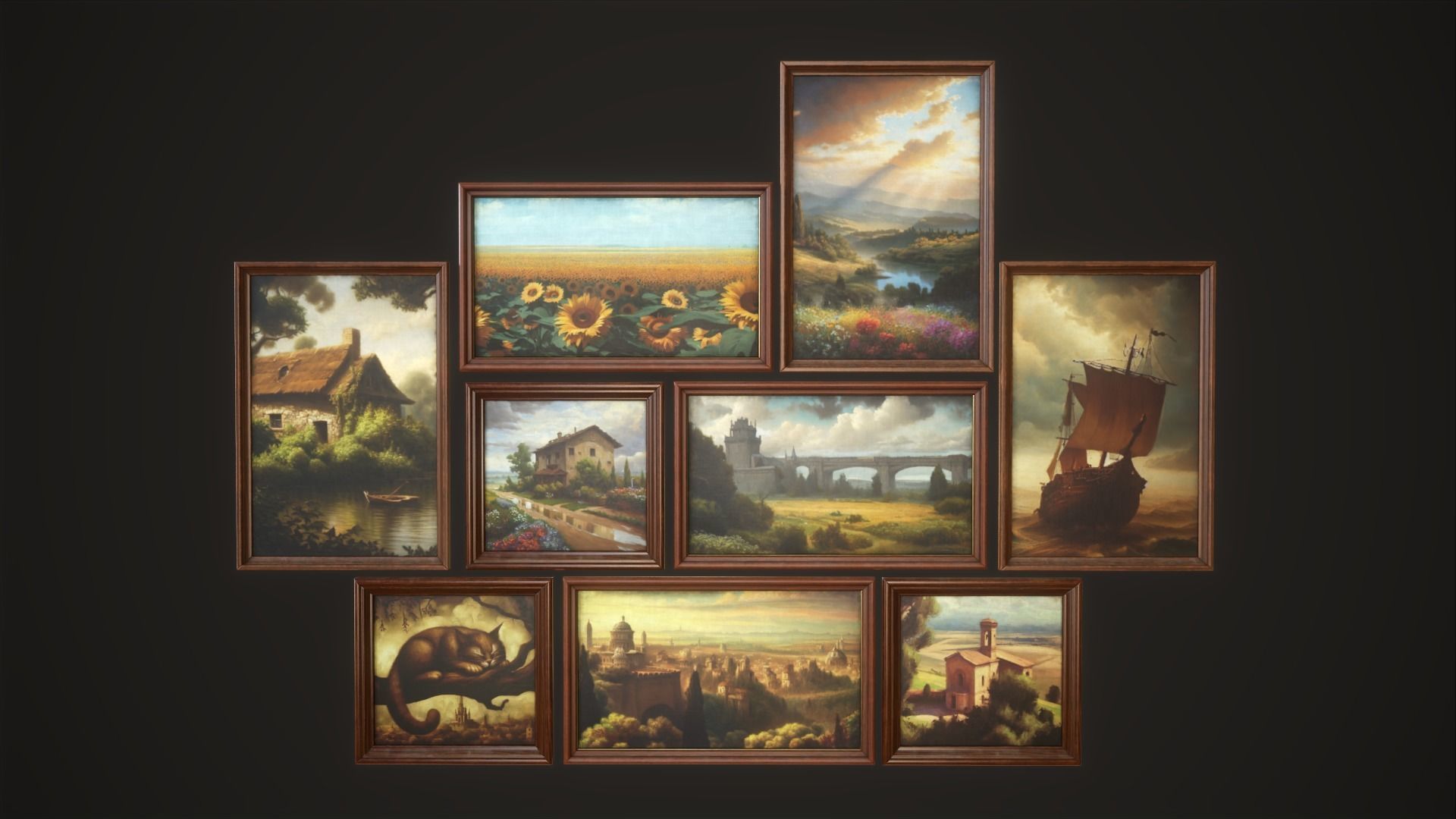 Set of 25 vintage paintings 3D Model Collection_5