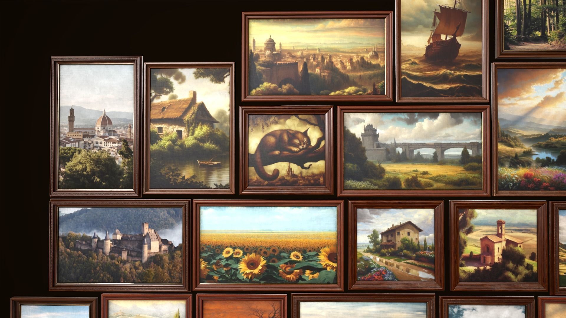 Set of 25 vintage paintings 3D Model Collection_1