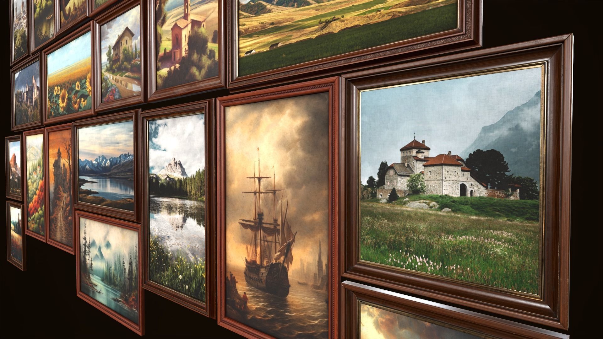 Set of 25 vintage paintings 3D Model Collection_26