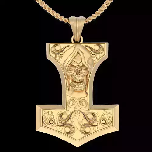 Skull pendant silver gold printable jewelry 3D model