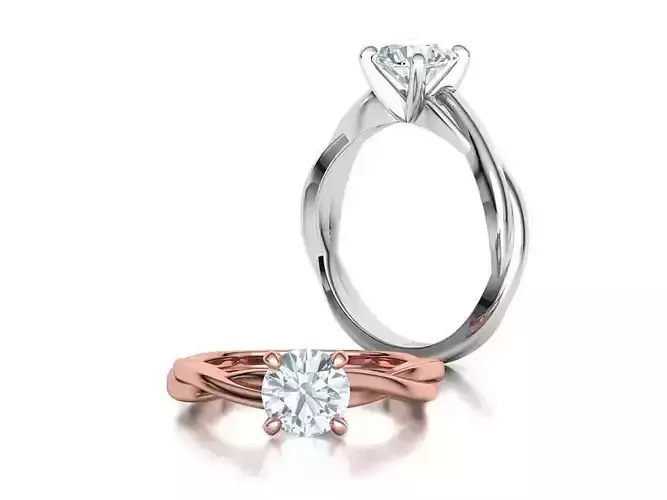 Solitaire Engagement Ring Woven band with 1ct stone 3dmodel 3D print model