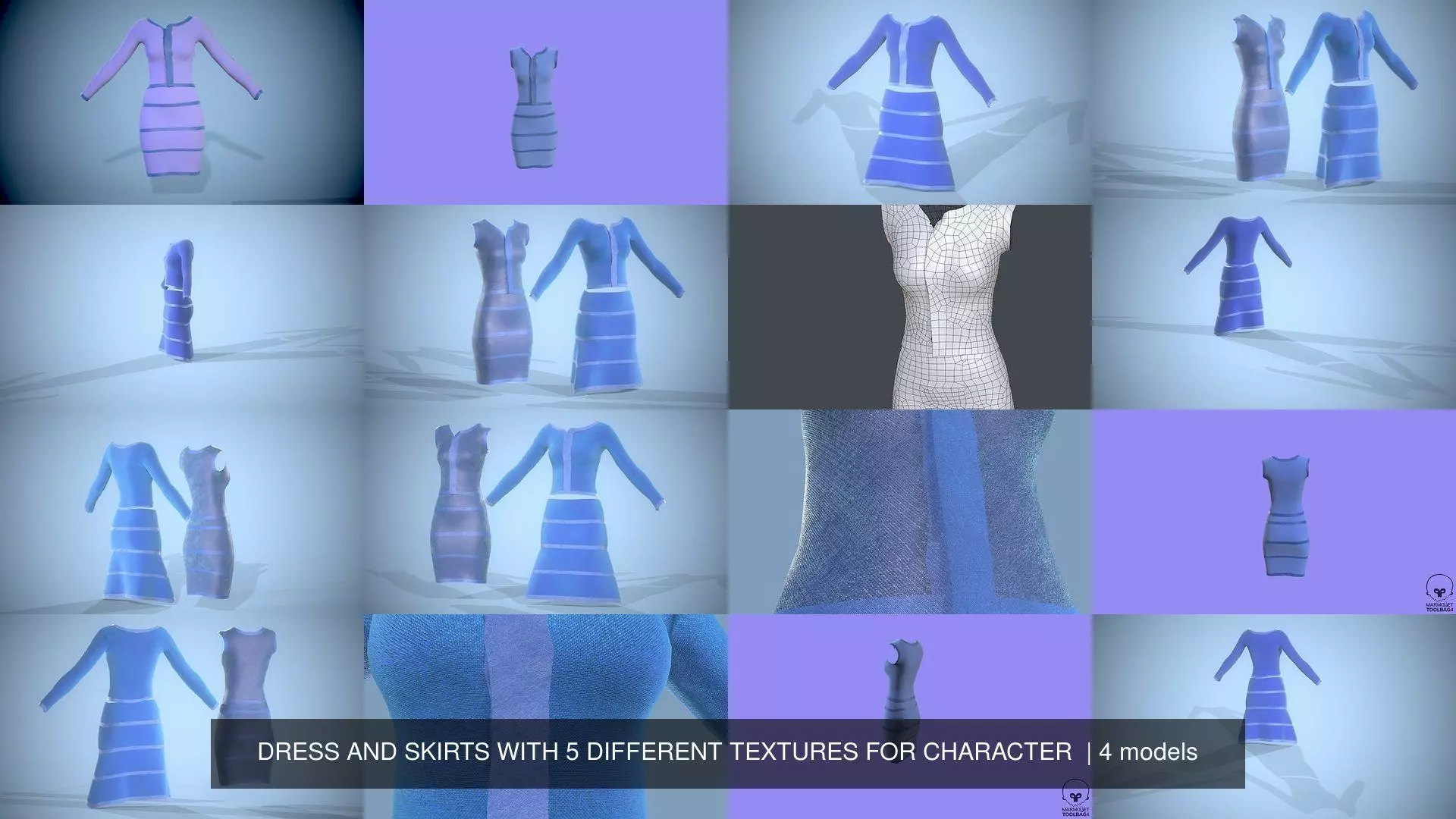 DRESS AND SKIRTS WITH 5 DIFFERENT SELECTION FOR CHARACTER  3D Model Collection_0