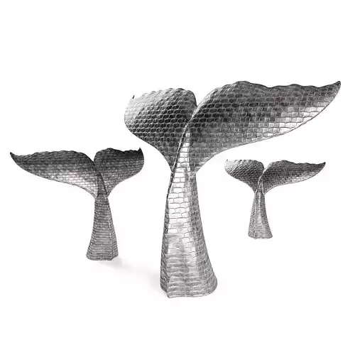 Whale tail sculpture Low-poly 3D model
