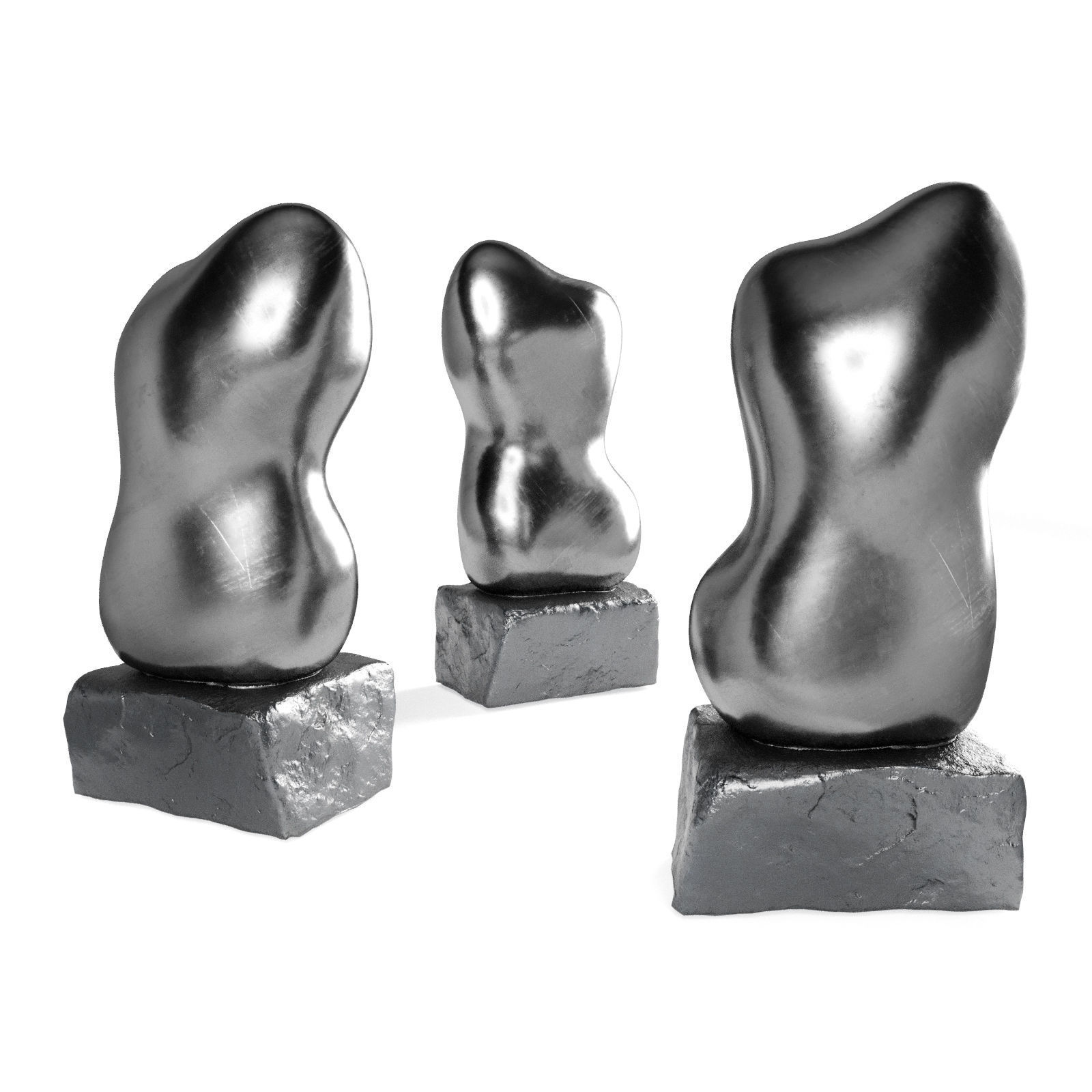 Amorph figure sculpture Low-poly 3D model_1