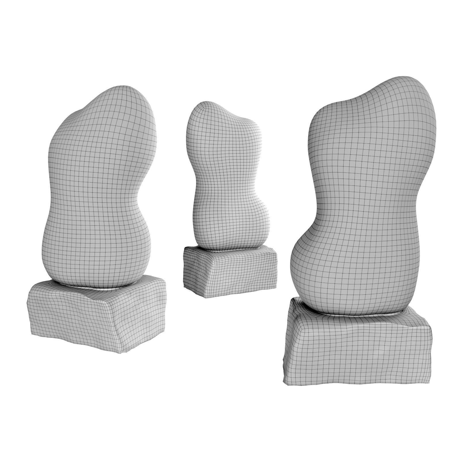 Amorph figure sculpture Low-poly 3D model_5