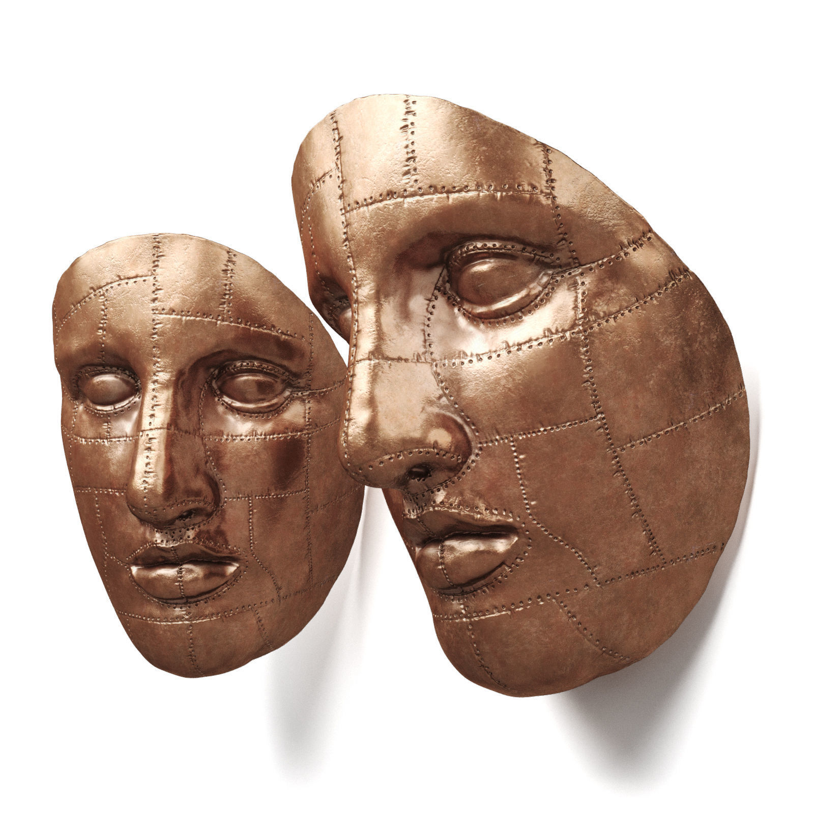 Copper face art Low-poly 3D model_1