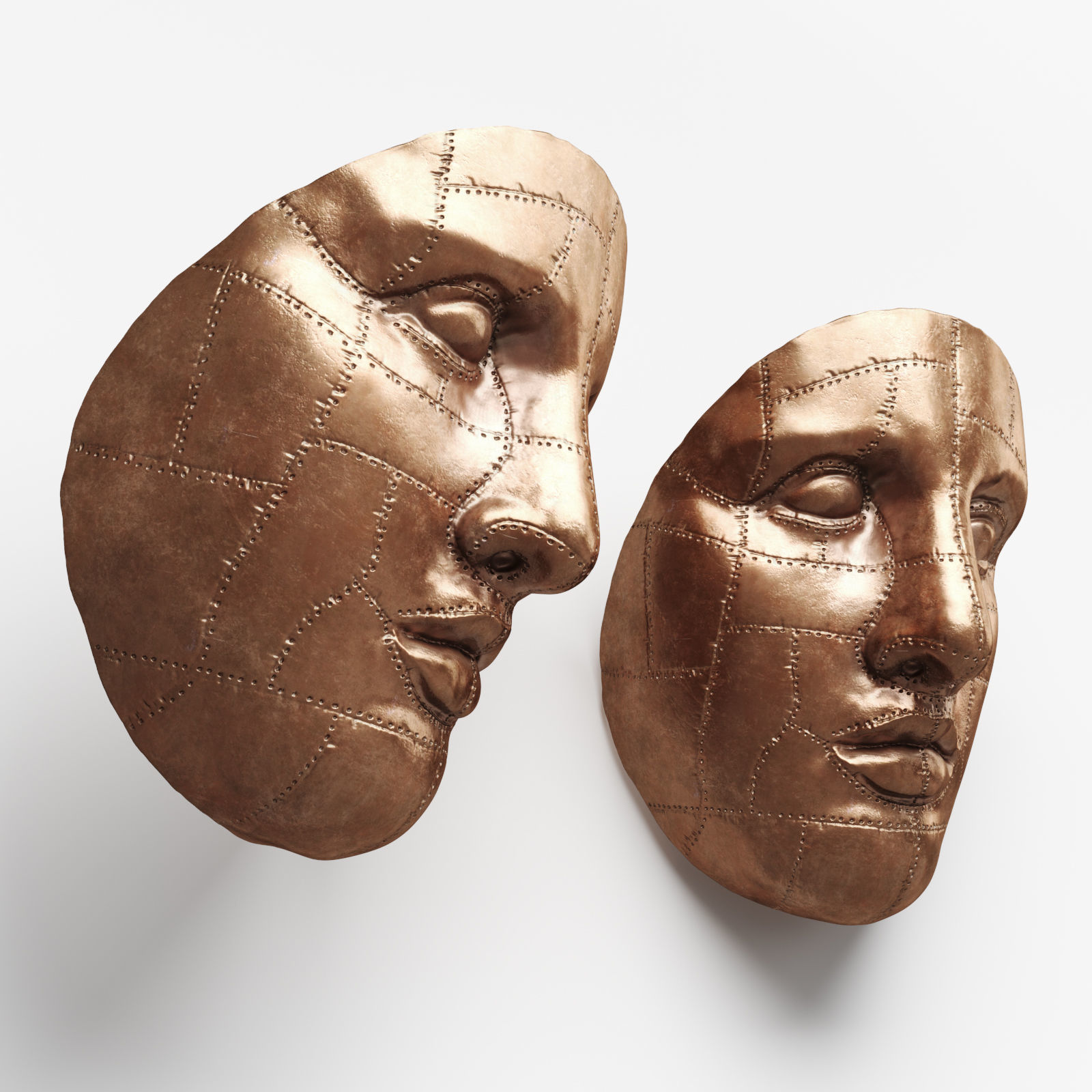 Copper face art Low-poly 3D model_4
