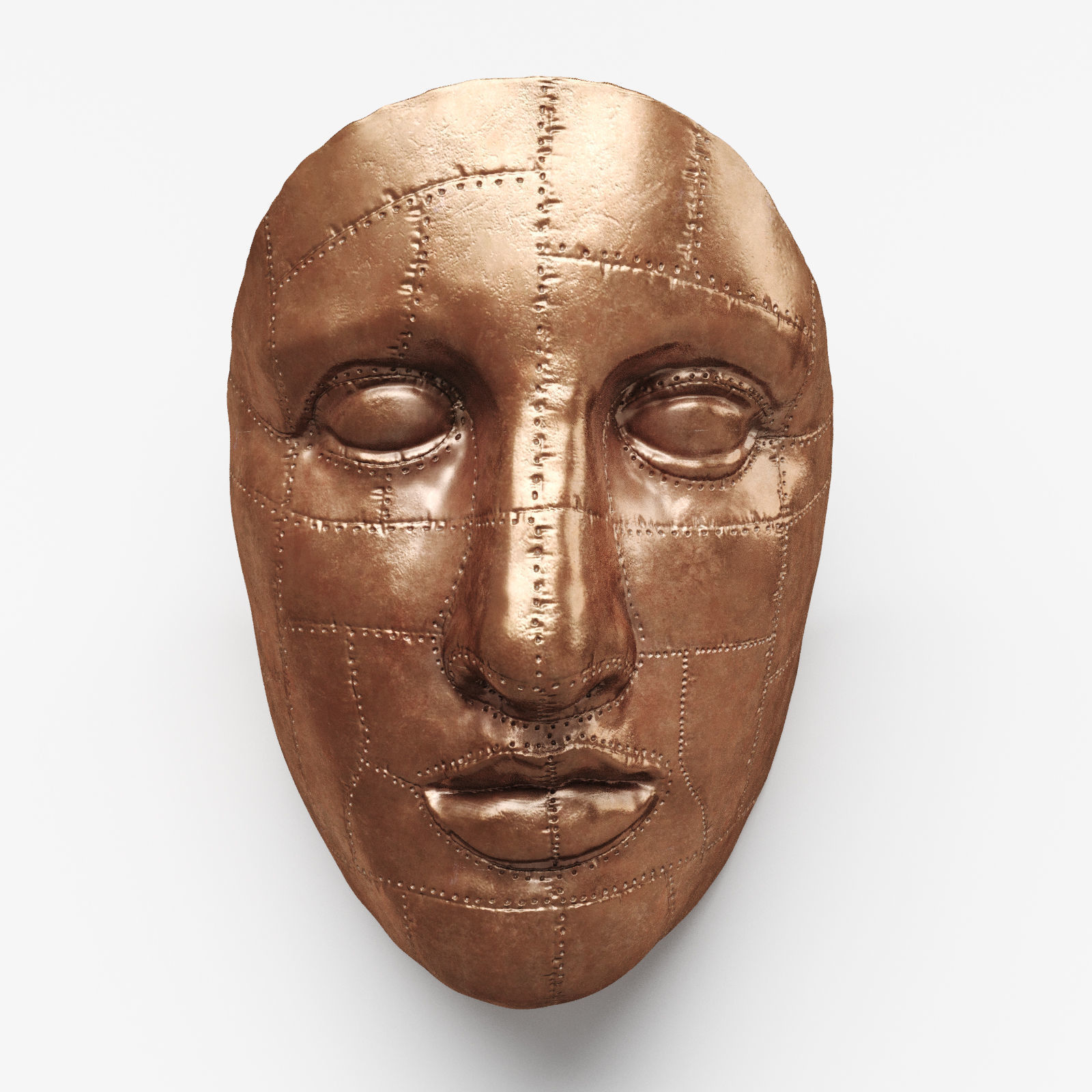 Copper face art Low-poly 3D model_2