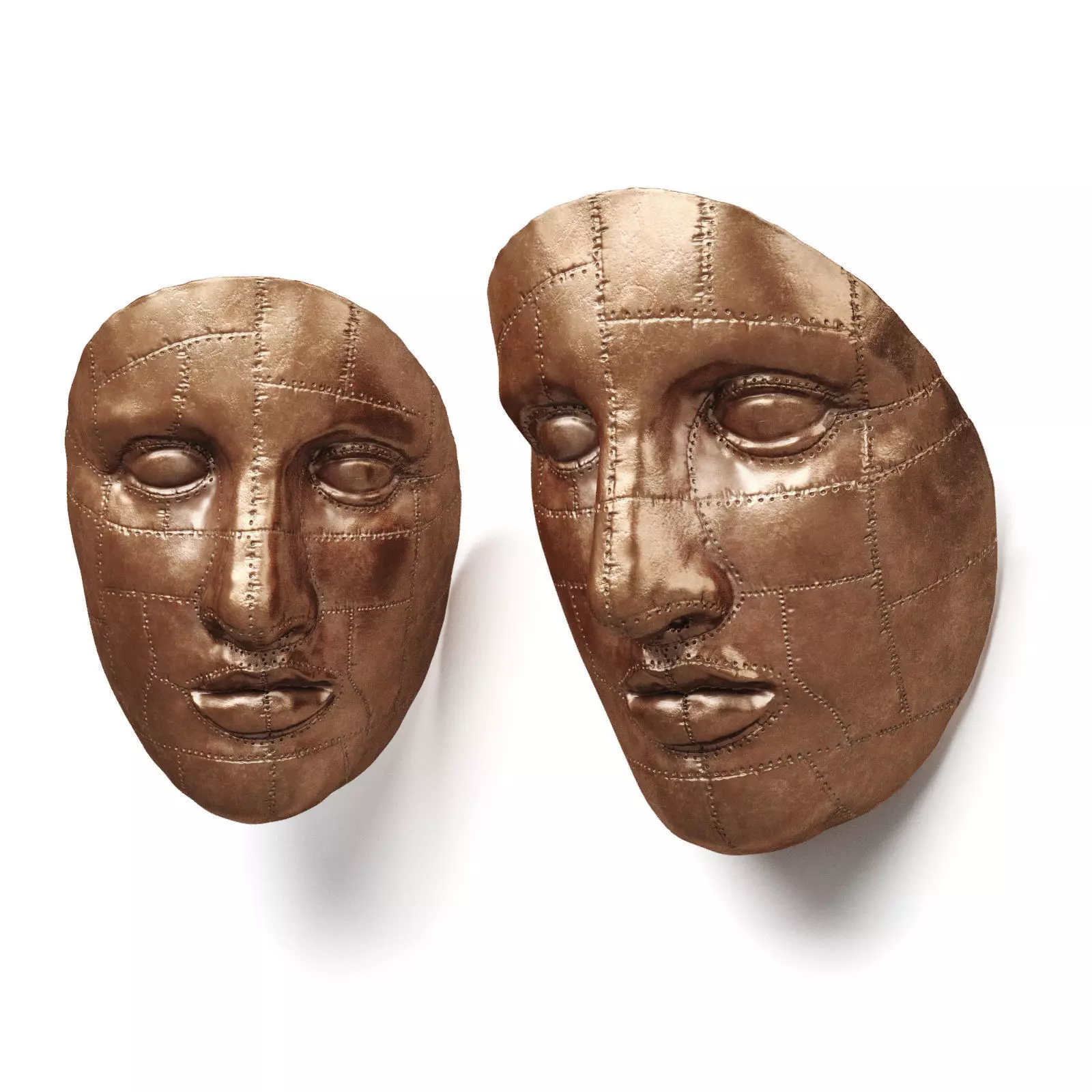 Copper face art Low-poly 3D model_0