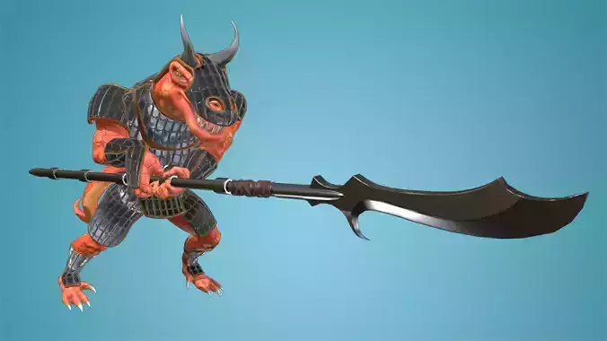 Armored Reptilian Guard Low-poly 3D model