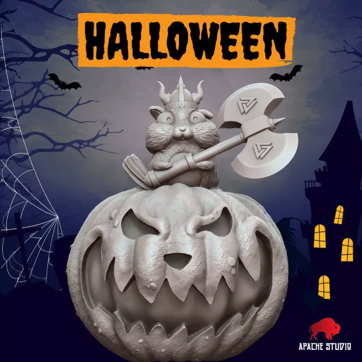 VIKING HAMSTER HALLOWEEN EDITION 32mm 3D print model_0