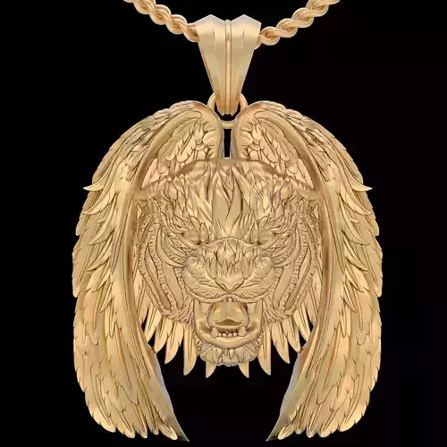 Tiger wing pendant gold silver printable jewelry 3D model