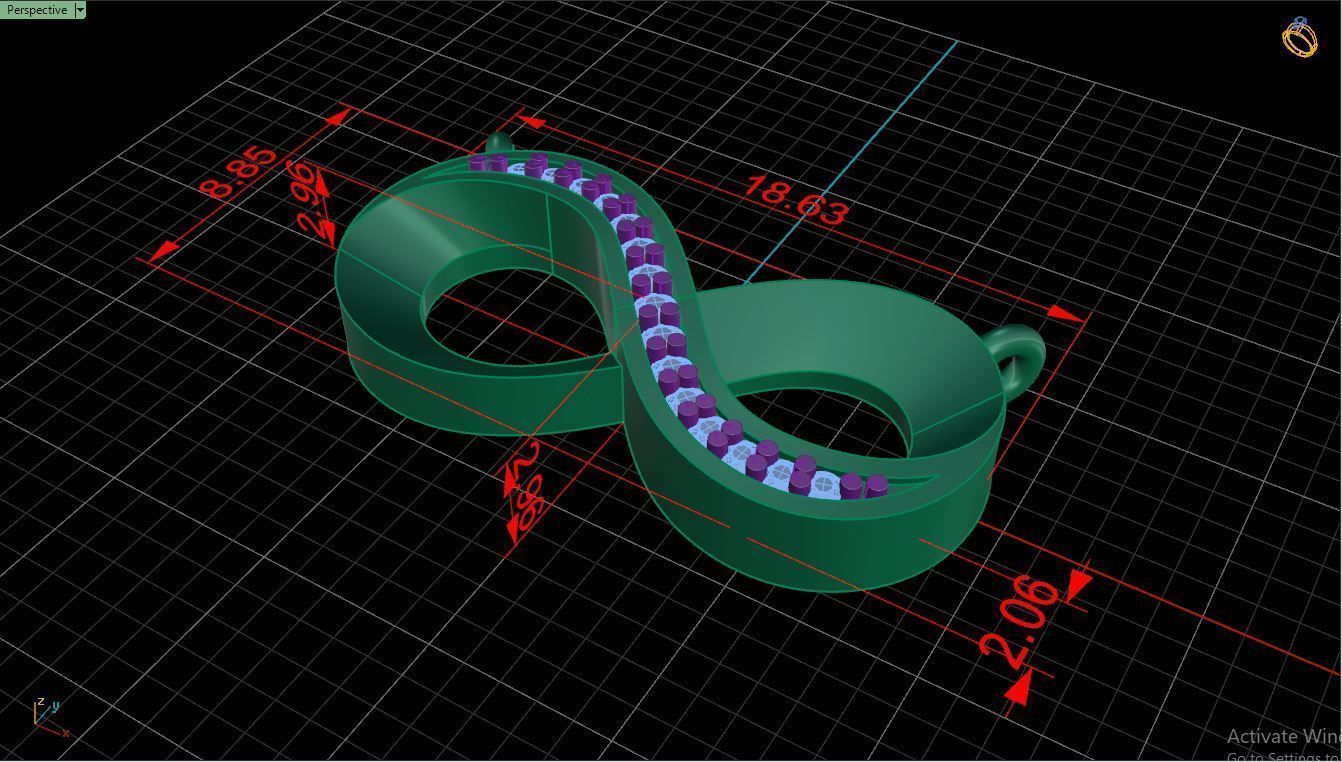 Pendant P9 The luxury female pendant with gem 3D print model_8