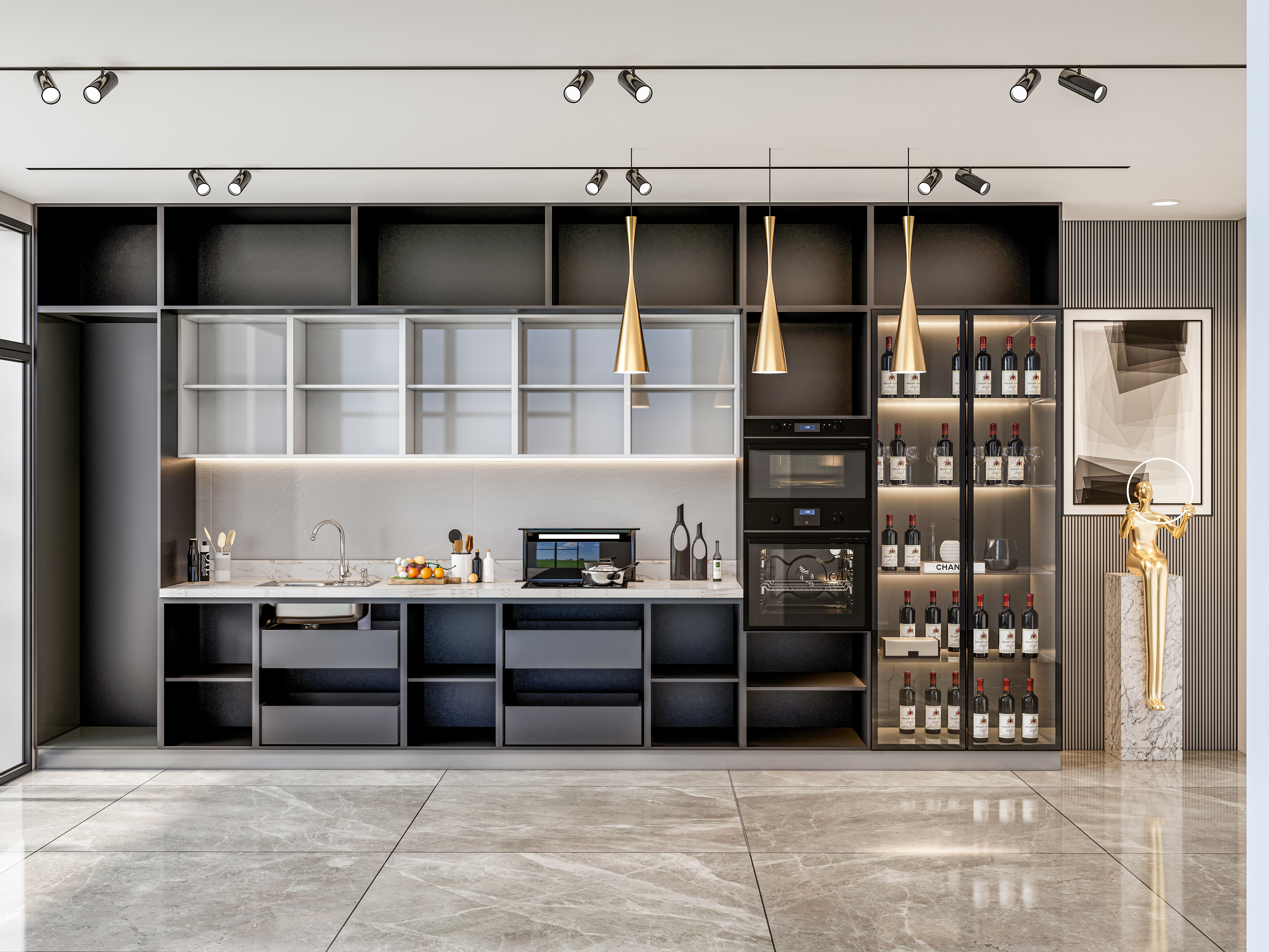 Kitchen fully parametric Resizable manufacturable 009 3D model_10