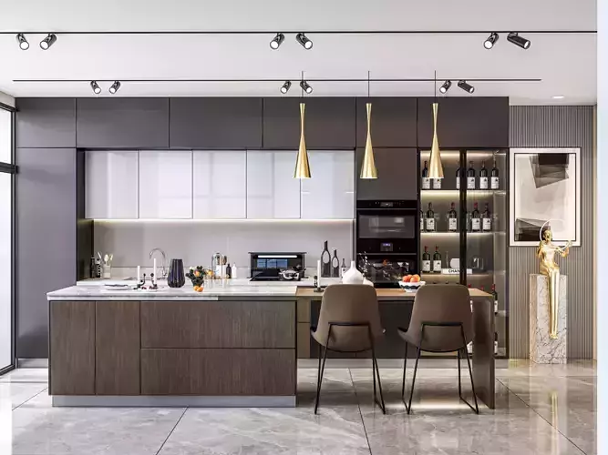 Kitchen fully parametric  Resizable manufacturable  009 3D model