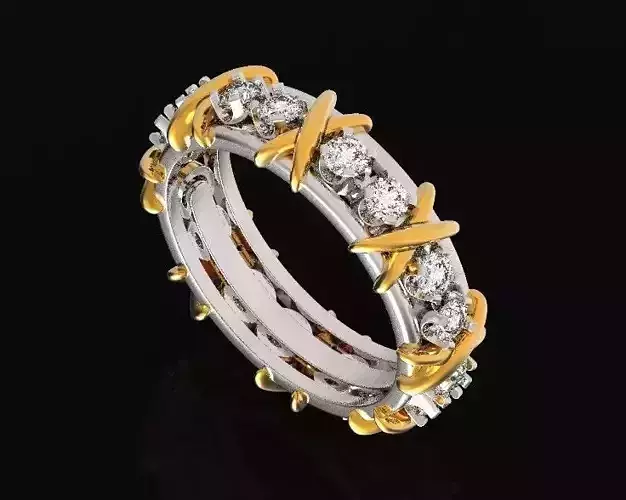 Tiffany X wedding ring 3D print model