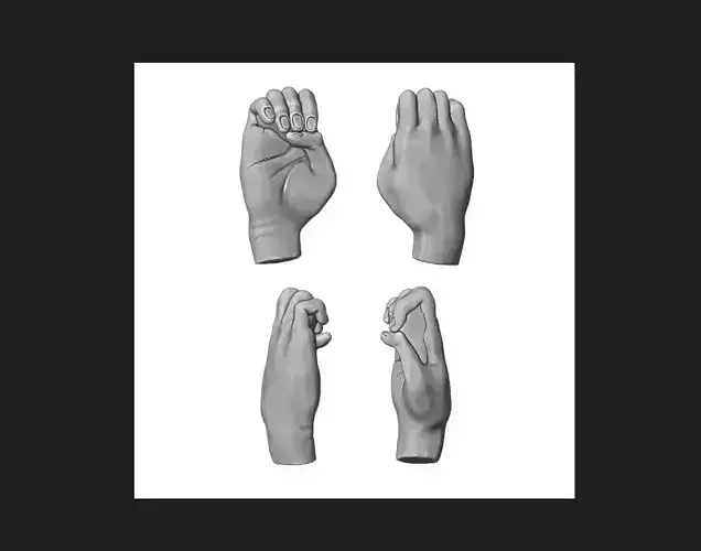 Hand sign 3 3D print model