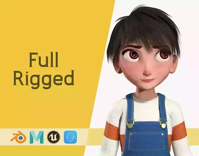 Young Teen Girl Rigged Character HQ Low-poly 3D model
