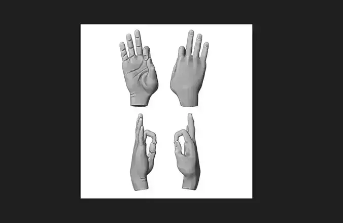 Hand sign 5 3D print model
