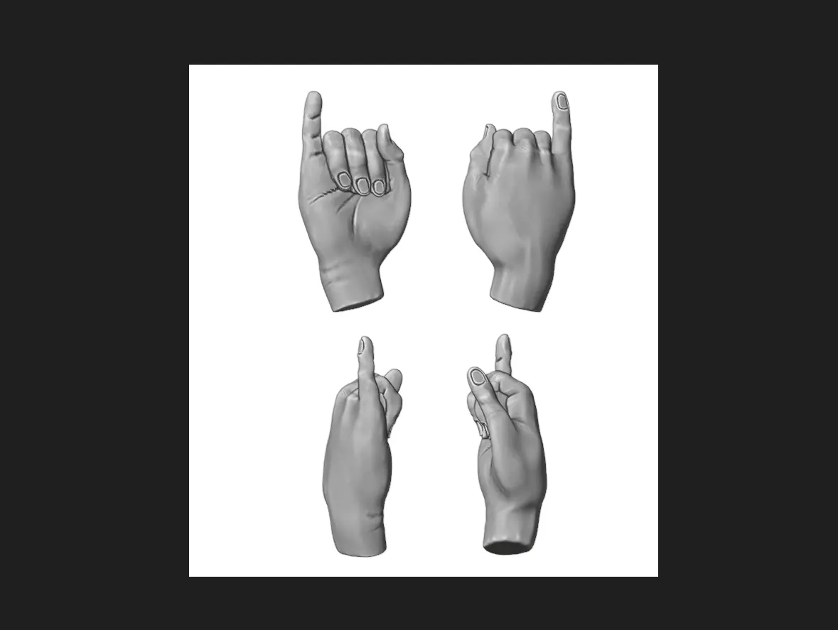 Hand sign 6 3D print model
