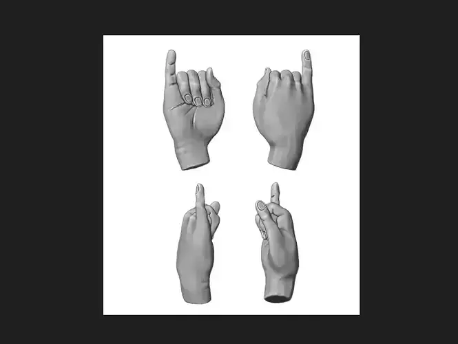 Hand sign 6 3D print model