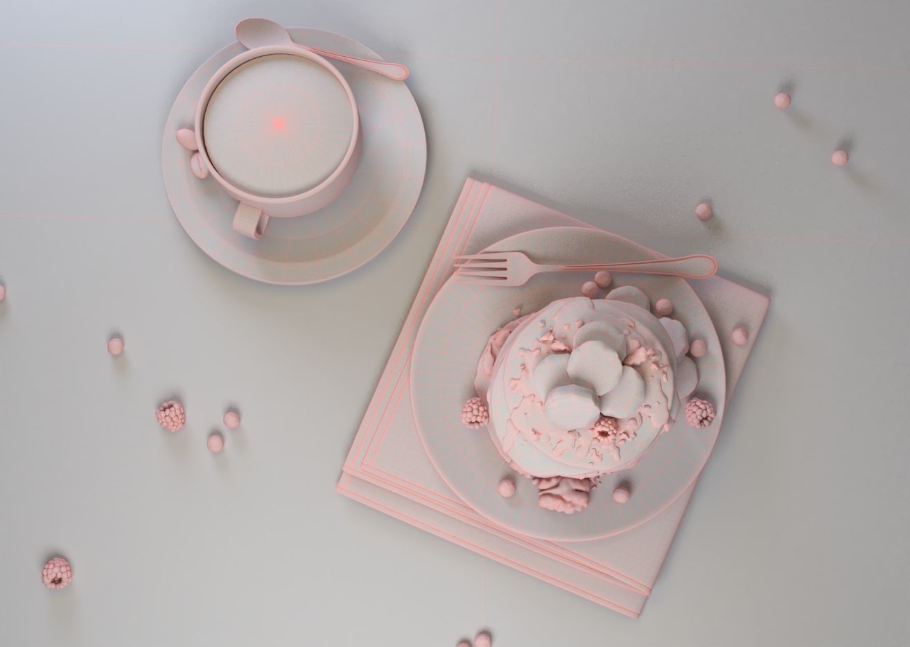 Pancake stack of pancakes on plate 3D model_5