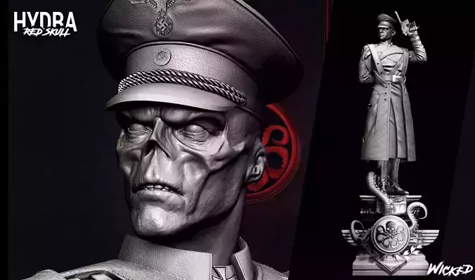 Wicked Marvel Red Skull Sculpture ready for 3d printing