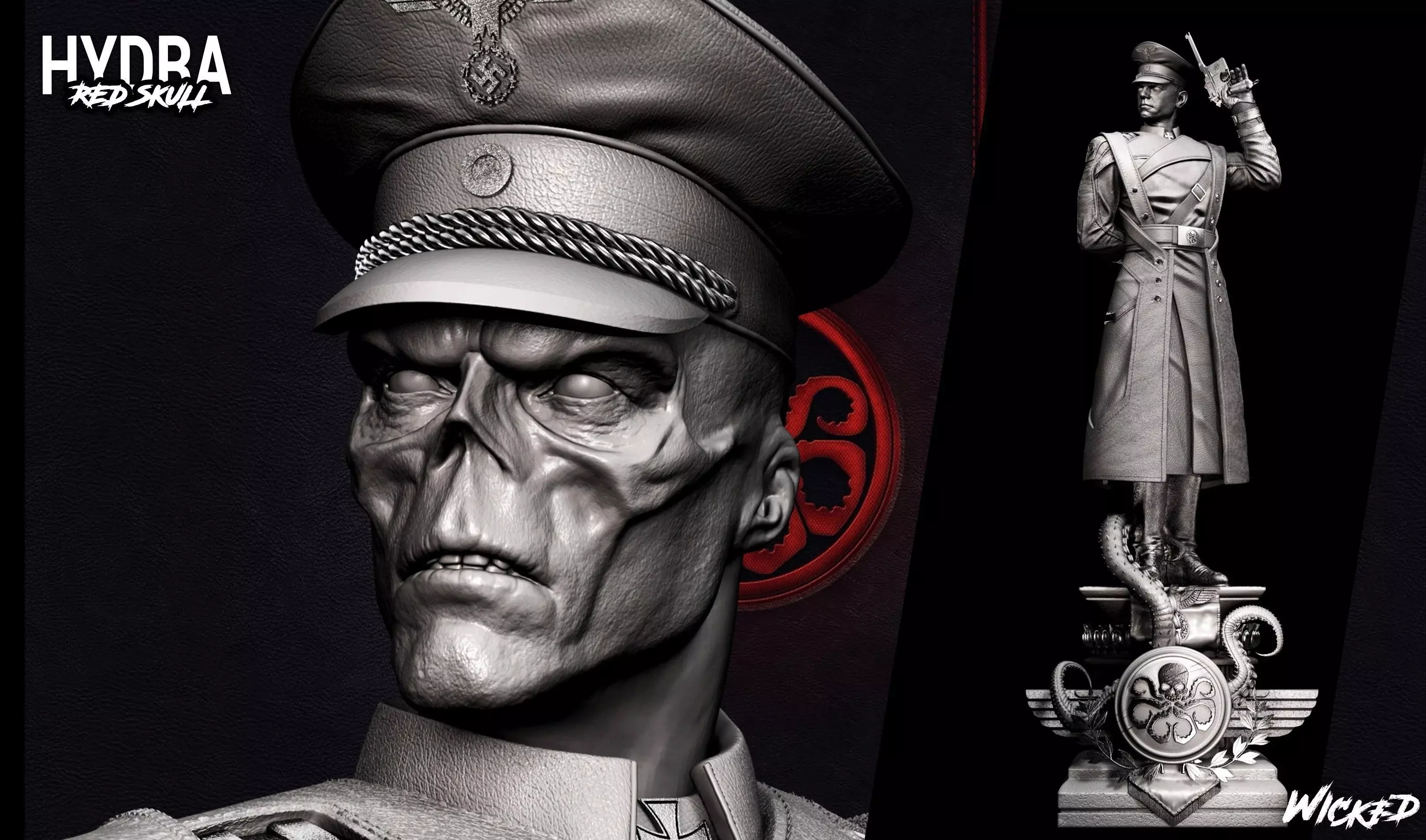 Wicked Marvel Red Skull Sculpture ready for 3d printing 3D print model_0