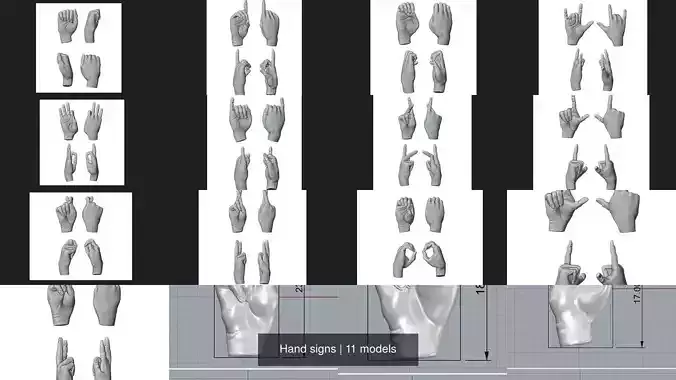 Hand signs 3D Model Collection