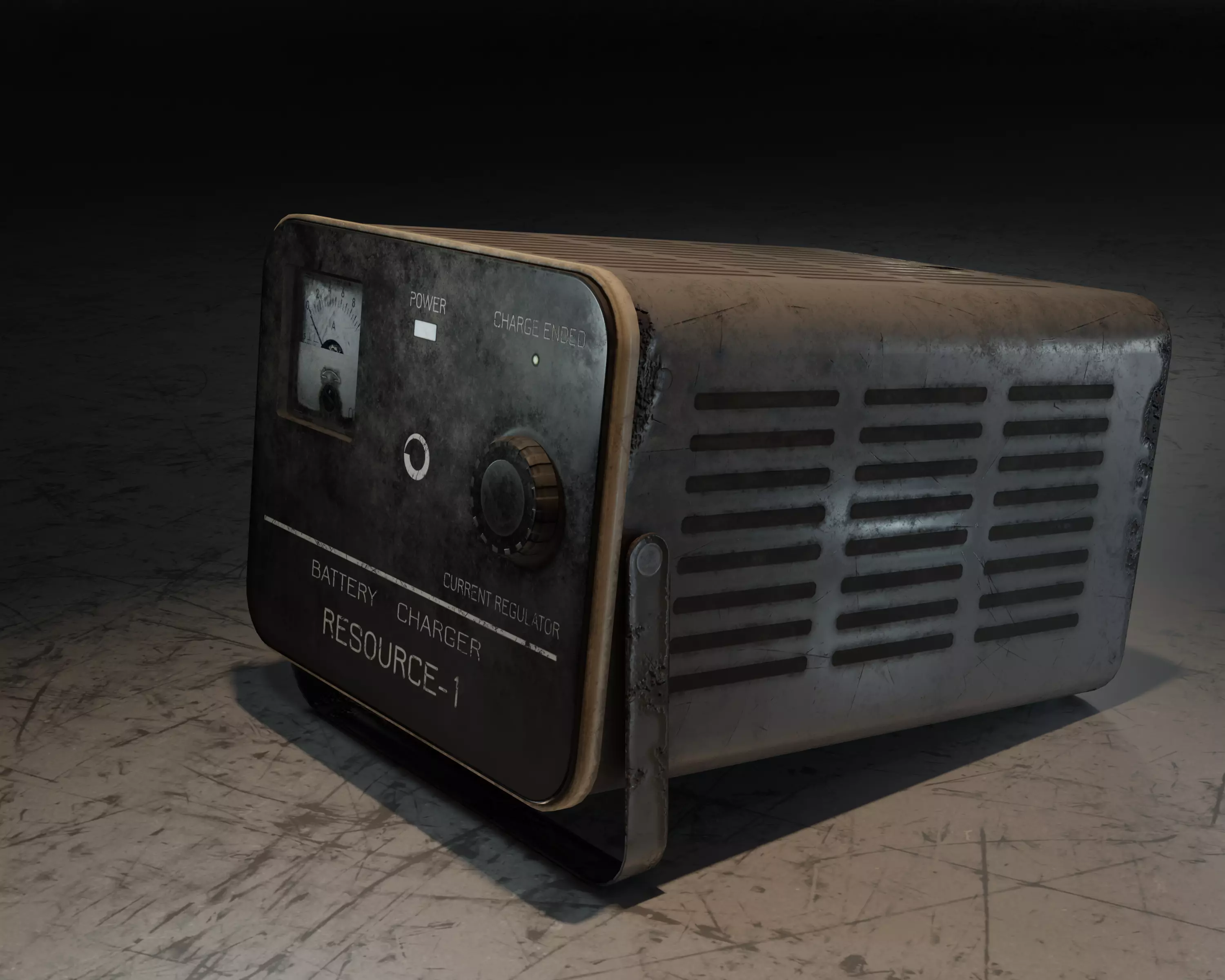 Soviet used old car battery charger from USSR RECOURCE-1 Low-poly 3D model