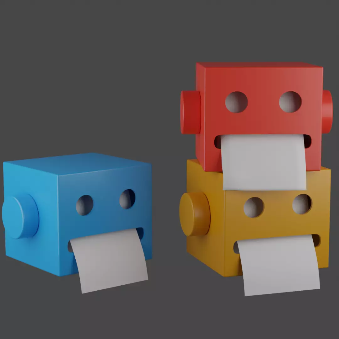 toilet paper holder robot 3D print model_0